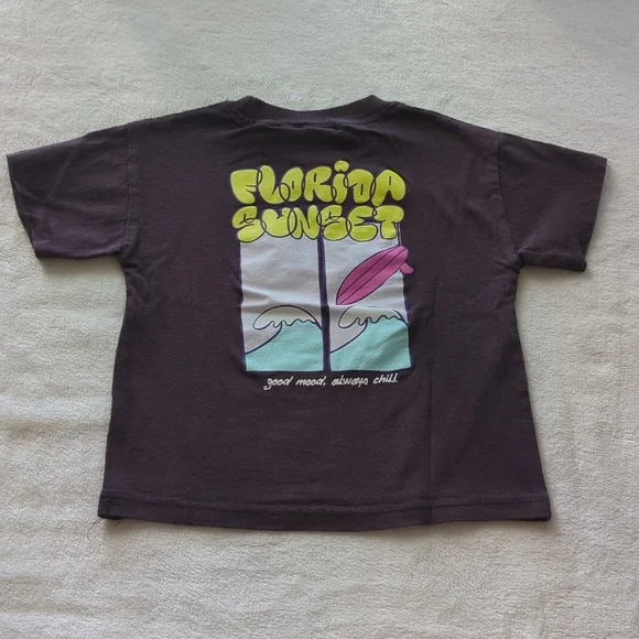 Zara Kids Chocolate Brown'Florida Sunset' Tee - Picture 4 of 7